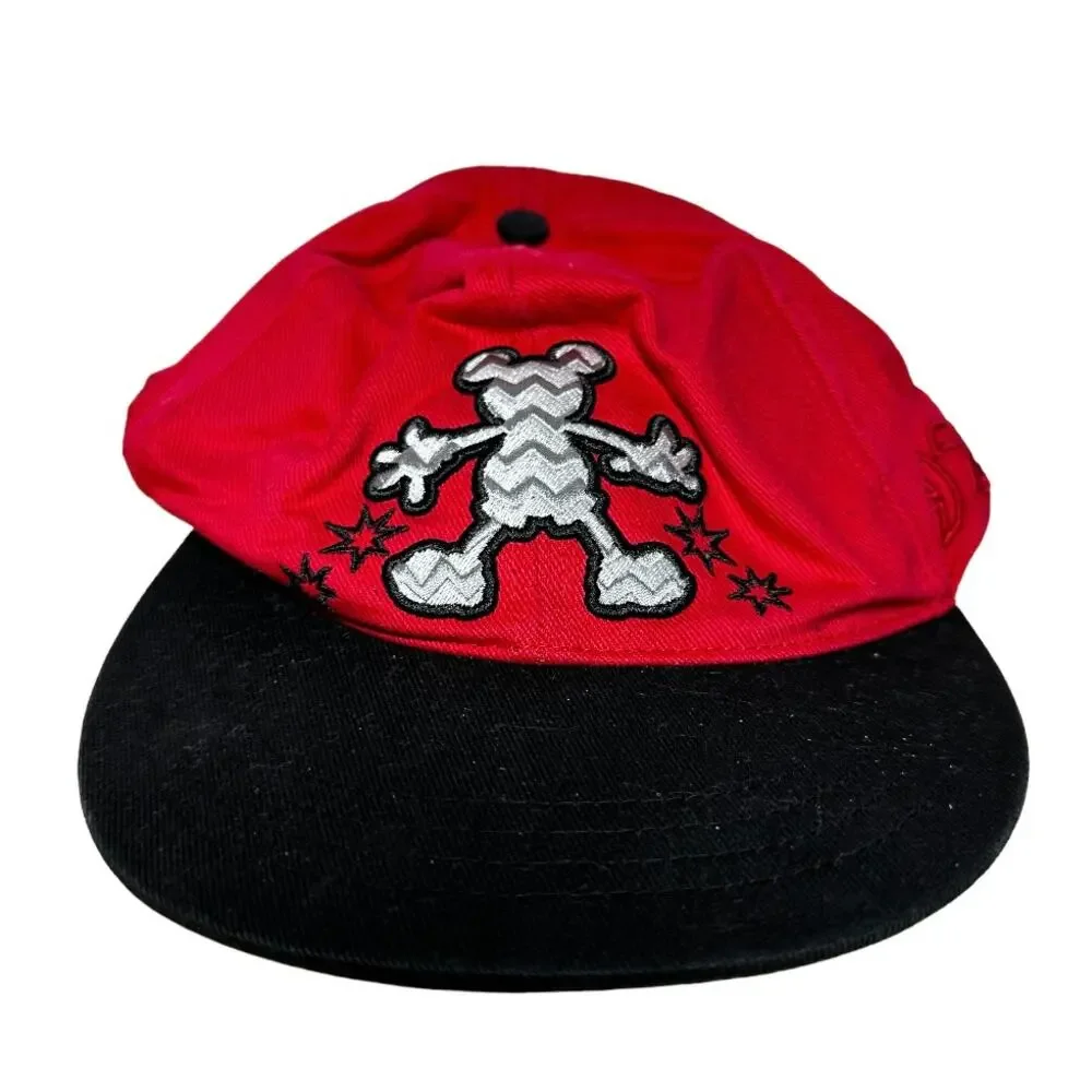 Disney Parks Snapback Cap Chevron Mickey Mouse Embroidered Red Black One Size